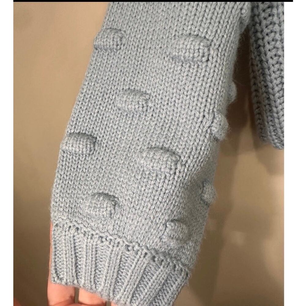 Jessica Simpson Blue Bobble Sleeve Chunky Knit Sweater Medium - Picture 6 of 9